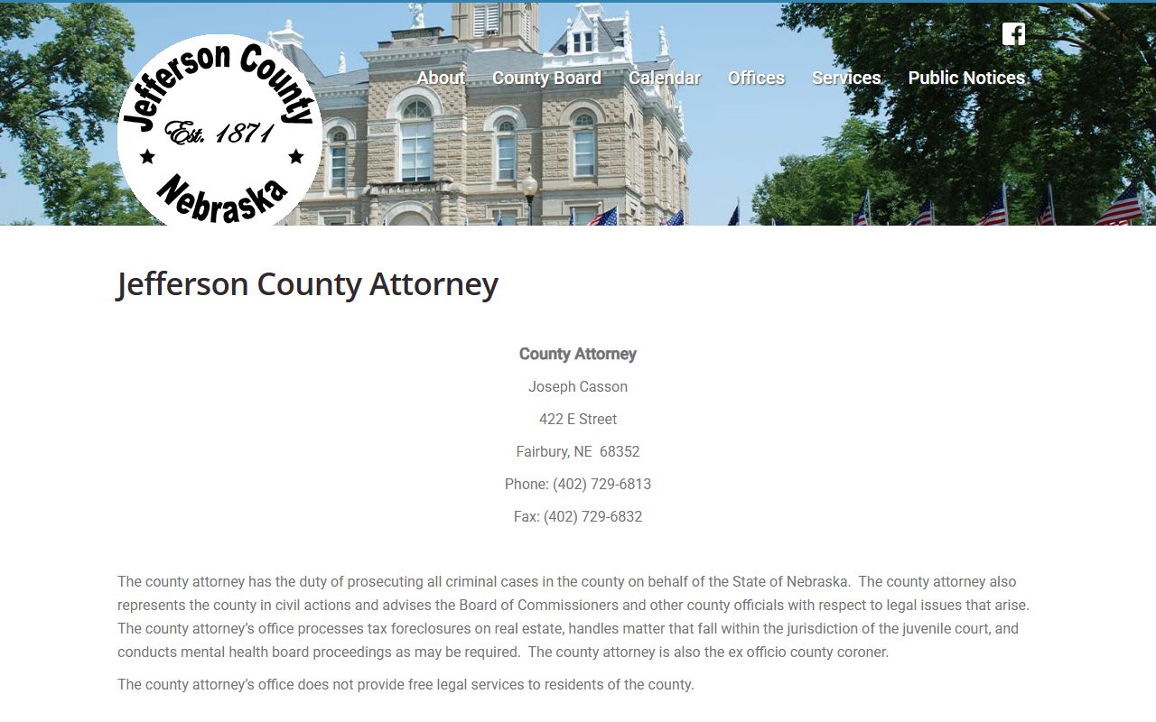 Jefferson County Attorney contact page for court records after jail arrest