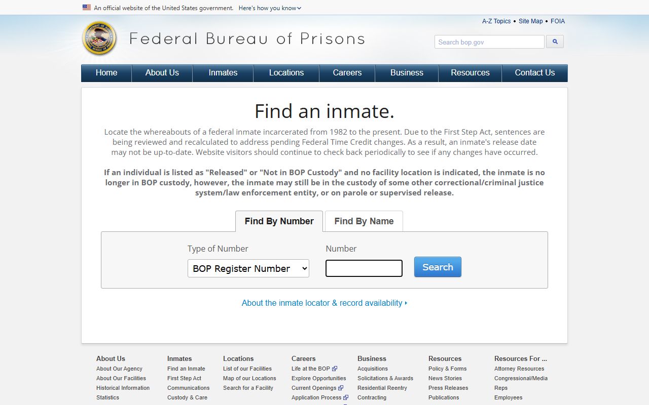 BOP inmate locator showing federal difference from Jefferson County jail mugshots