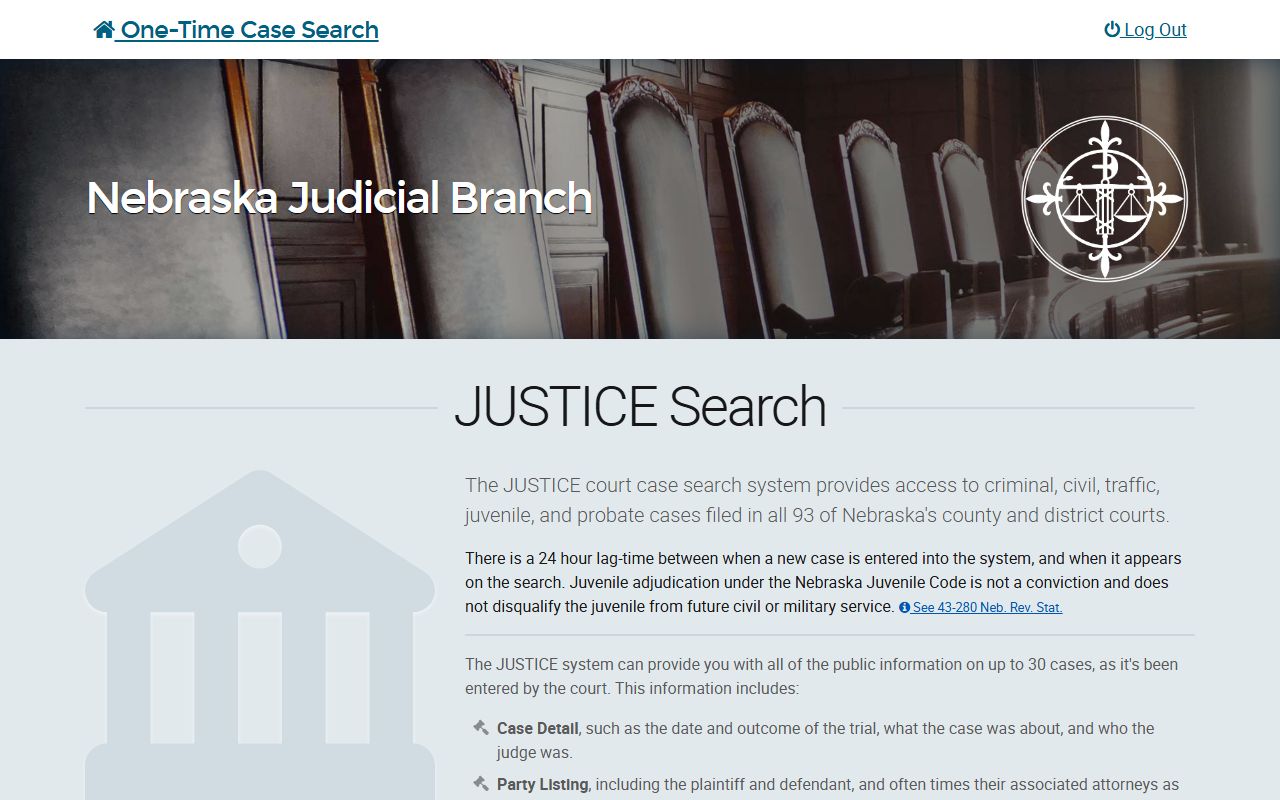 Nebraska JUSTICE name search for Jefferson County court records after jail arrest
